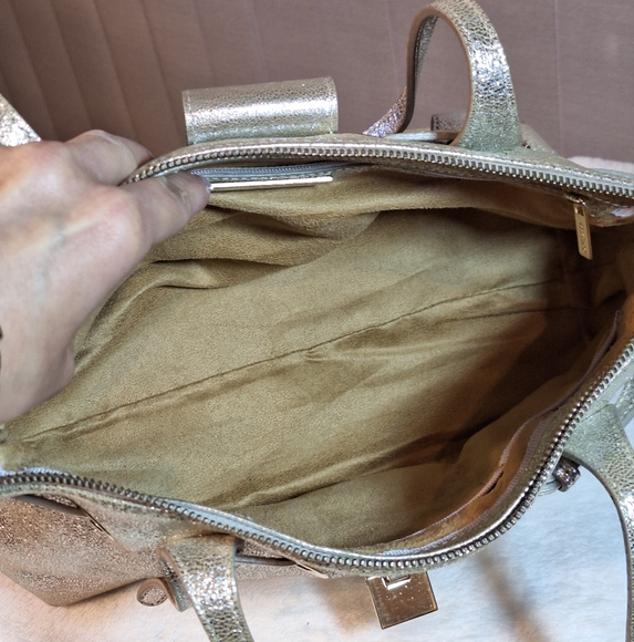 Jimmy Choo $1395 Rhea Bag Metallic Leather Tote Bag - Picture 9 of 16